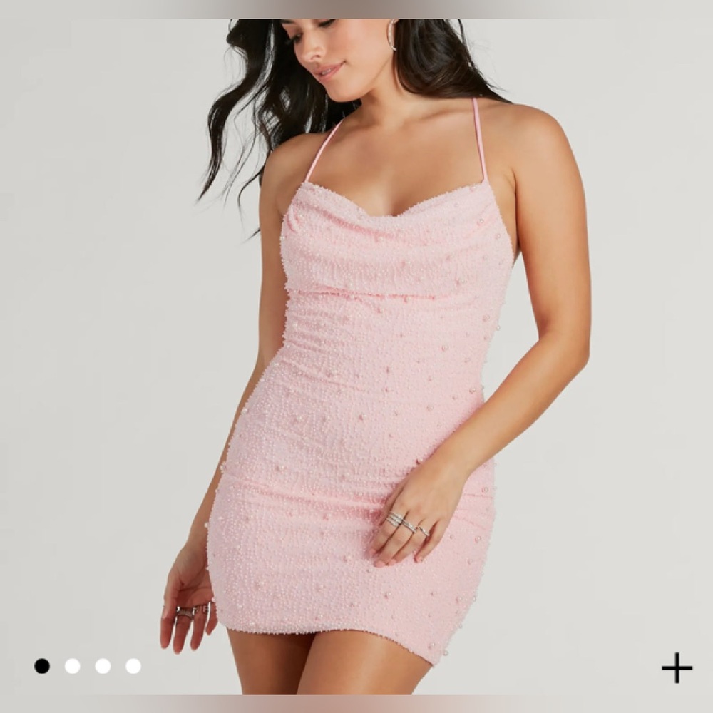 Windsor Keira Faux Pearl Strappy Open-Back Mini Dress